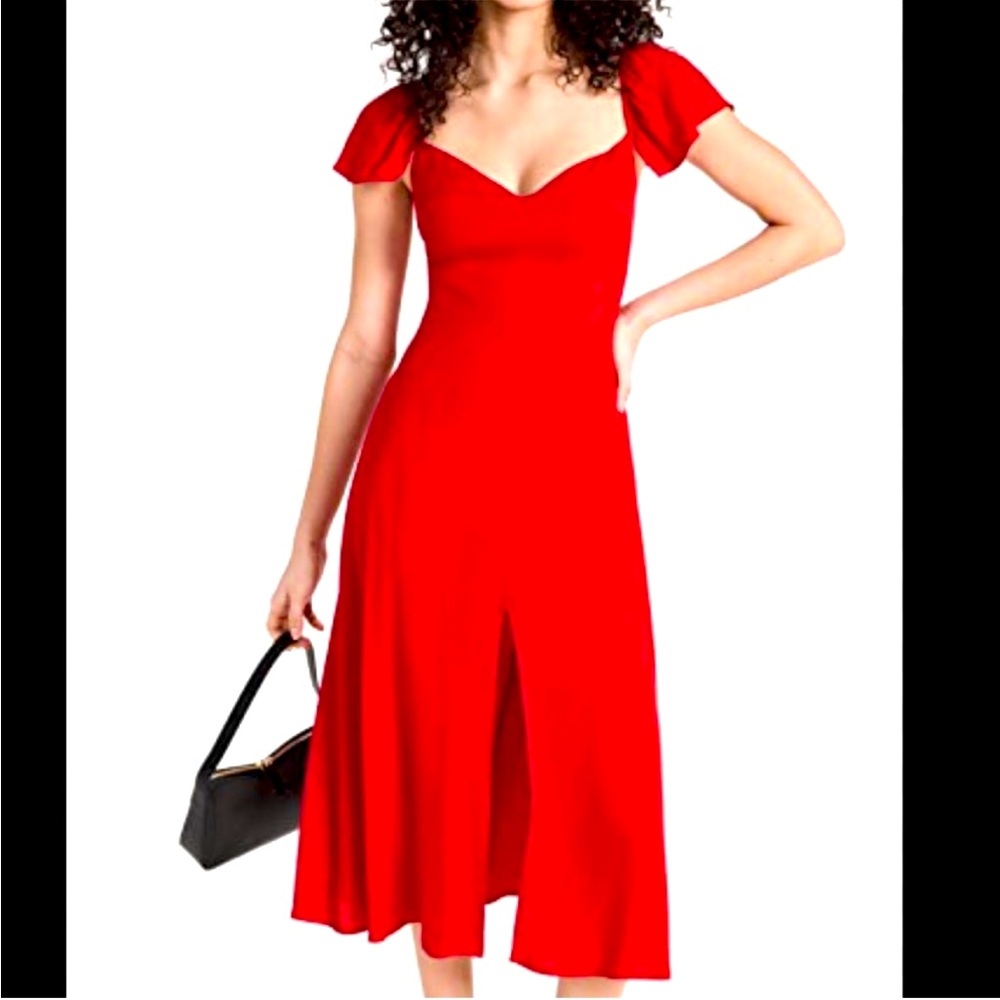 REFORMATION Baxley Sweetheart Neck Midi Dress
